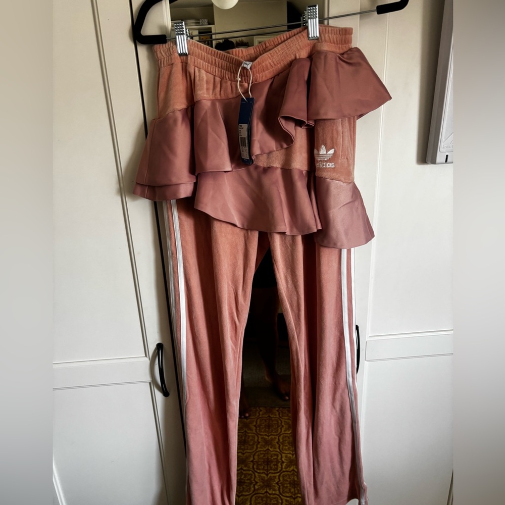 adidas Originals x J KOO Women's Velour Trefoil Ruffle Track Pants